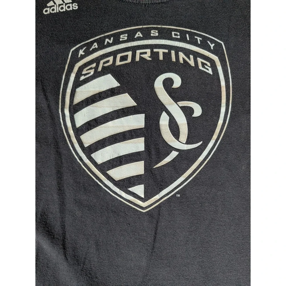 Adidas Sporting Kansas City MLS Long Sleeve Graphic‎ T-Shirt Navy Blue Mens